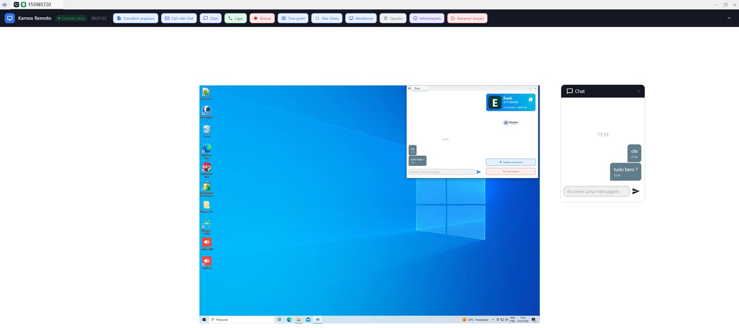 Chat em tempo real durante a sessão